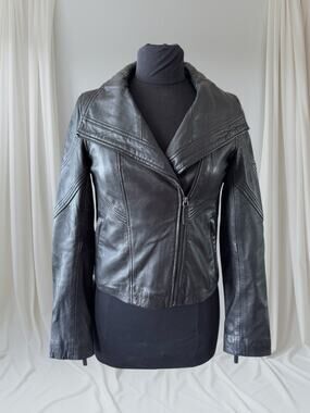 Women's Lambskin Leather Motorcycle Jacket, XS